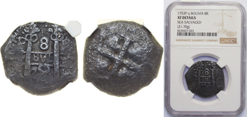 Bolivia Spanish colony 1753 P q 8 Reales - Fernando VI Obverse: Clear Mintmark "...