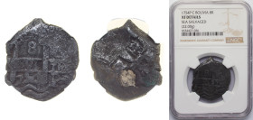 Bolivia Spanish colony 1754 P C 8 Reales - Fernando VI Obverse: Clear Mintmark "P" at bottom right, Date at bottom middle Silver (.917) Potosi Mint 22...