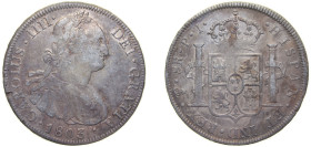 Bolivia Spanish colony 1803 PTS PJ 8 Reales - Carlos IV Silver (.896) Potosi Mint (2310000) 26.7g VF KM 73 Cal 684