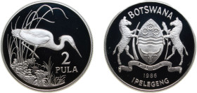 Botswana Republic 1986 2 Pula (Slaty Egret) Silver (.925) (25000) 28.28g PF KM 18 Schön 18