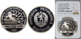 Bulgaria People's Republic 1987 25 Leva (Winter Olympics) Silver (.925) Sofia Mint (15000) 23.33g NGC PF 67 KM 160