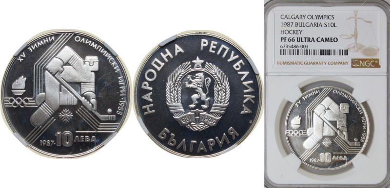 Bulgaria People's Republic 1987 10 Leva (15th Winter Olympic Games) Silver (.640...