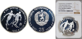 Bulgaria People's Republic 1990 25 Leva (16th Winter Olympics) Silver (.925) Sofia Mint (46400) 23.38g NGC PF 67 KM 195