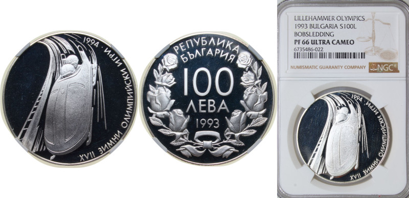 Bulgaria Republic 1993 100 Leva (XVII Winter Olympic Games - Bobsleigh) Silver (...