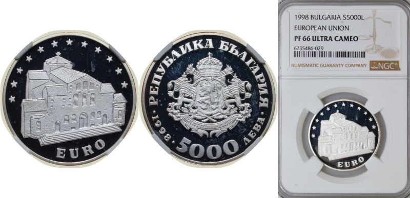 Bulgaria Republic 1998 5000 Leva (Euro) Silver (.925) Sofia Mint (50000) 10g NGC...