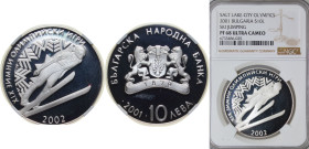 Bulgaria Republic 2001 10 Leva (Ski Jump) Silver (.925) Sofia Mint (25000) 23.33g NGC PF 68 KM 247