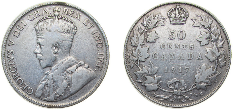 Canada Commonwealth 1917 50 Cents - George V Silver (.925) (.925 silver .075 cop...