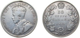 Canada Commonwealth 1917 50 Cents - George V Silver (.925) (.925 silver .075 copper) Ottawa Mint (752213) 11.62g VF KM 25 Schön 23