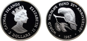 Cayman Islands British Overseas Territory 1987 5 Dollars - Elizabeth II (WWF) Silver (.925) 28.28g PF KM 95