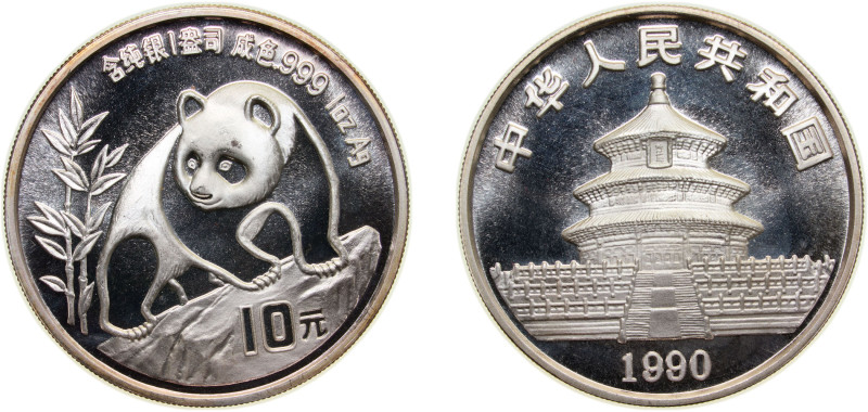 China People's Republic of China 1990 10 Yuan (Panda) Silver (.999) (200000) 31....