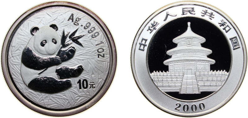 China People's Republic of China 2000 10 Yuan (Panda) Silver (.999) (140000) 31....