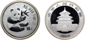 China People's Republic of China 2000 10 Yuan (Panda) Silver (.999) (140000) 31.1g BU KM 1310