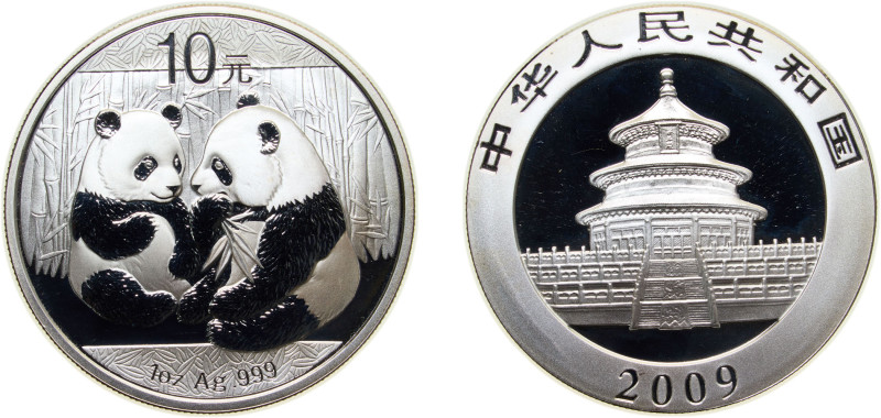 China People's Republic of China 2008 10 Yuan (Panda) 2009 Silver (.999) (600000...