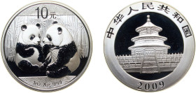 China People's Republic of China 2008 10 Yuan (Panda) 2009 Silver (.999) (600000) 31.1g PF