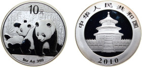 China People's Republic of China 2010 10 Yuan (Panda) Silver (.999) (1500000) 31.1g PF KM 1931