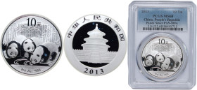 China People's Republic of China 2013 10 Yuan (Panda) Silver (.999) (8000000) 31.1g PCGS MS 68 KM 2116