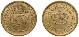 Denmark Kingdom 1940 N♥GJ ½ Krone - Christian X Aluminium-bronze Copenhagen Mint (1871000) 3g UNC KM 831