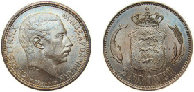 Denmark Kingdom 1916 VBP; AH 2 Kroner - Christian X Silver (.800) Copenhagen Mint (402000) 15g UNC Beautiful Patina KM 820