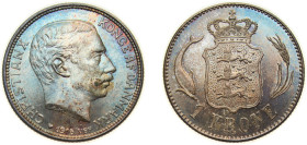 Denmark Kingdom 1916 VBP;AH 1 Krone - Christian X Silver (.800) Copenhagen Mint (992000) 7.5g UNC Beautiful Patina KM 819