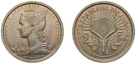 Djibouti French Somaliland French Overseas Territory 1948 2 Francs (Essai) Copper-nickel Paris Mint (2000) 10.3g SP KM E2