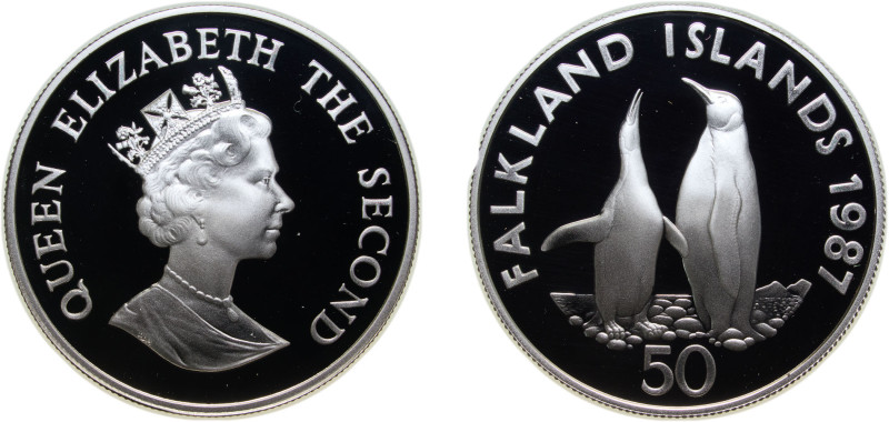 Falkland Islands British Overseas Territory 1987 50 Pence - Elizabeth II (WWF, K...