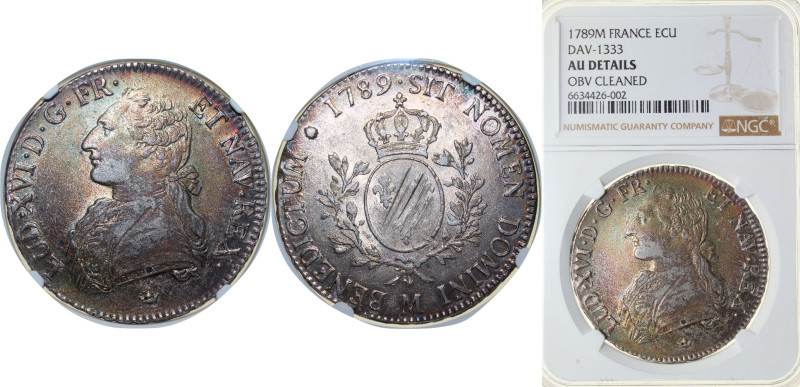 France 1789 M 1 Écu - Louis XVI Silver (.917) Toulouse Mint (1200000) 29.488g NG...