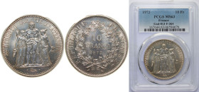 France Fifth Republic 1973 10 Francs Silver (.900) Paris Mint (206500) 25g PCGS ms 63 KM 932 Schön 236 Gad 813 F 364