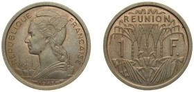 France Réunion French Overseas Department 1948 1 Franc (Essai) Copper-nickel Paris Mint (2000) SP KM E3
