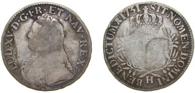 France Kingdom 1731 H 1 Écu - Louis XV Silver (.917) La Rochelle Mint (79094) 28.3g F Dy royales 1675 GadR 321 KM 486.9 Ciani 2117