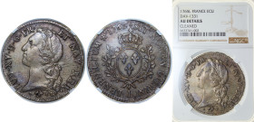 France Kingdom 1765 L 1 Écu - Louis XV Silver (.917) Bayonne Mint 29.488g NGC AU Cleaned Dy royales 1680 GadR 322 Dav ECT 1331 KM 512.12 Ciani 2122