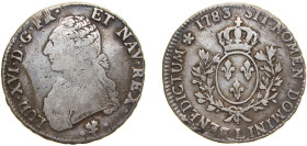 France Kingdom 1783 L 1 Écu - Louis XVI Silver (.917) Bayonne Mint (963000) 28.9g VF Dy royales 1708 GadR 356 KM 564.9 Ciani 2187