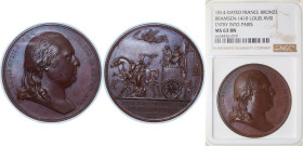 France Kingdom 1814 Medal - Louis XVIII (ENTRY INTO PARIS) Bronze NGC MS 63 BN BRAMSEN 1410