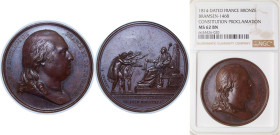 France Kingdom 1814 Medal - Louis XVIII (CONSTITUTION PROCLAMATION) Bronze NGC MS 62 BN BRAMSEN 1468