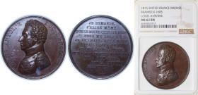France Kingdom 1815 Medal - Louis Antoine Bronze MS 63 BN BRAMSEN 1605