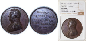 France Kingdom 1815 Medal - Charles Ferdinand Bronze NGC MS 63 BN