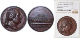 France Kingdom 1819 Medal - Louis XVIII (ORLEANS SLAUGHTERHOUSE) Bronze NGC MS 62 BN