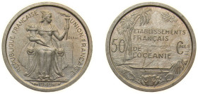 French Polynesia French Overseas Territory 1949 50 Centimes (Essai) Bronze-nickel Paris Mint (2000) SP KM E7