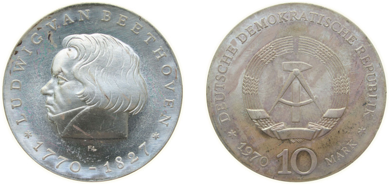 Germany German Democratic Republic 1970 A 10 Mark (Ludwig van Beethoven) Silver ...