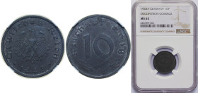 Germany Allied Occupation 1948 A 10 Reichspfennig Zinc Berlin Mint 3.5g NGC MS 62 KM A104 AKS 95 J 375 Schön DM 98