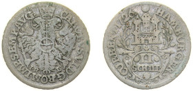 Germany Free Hanseatic city of Hamburg Holy Roman Empire 1726 IHL 1 Doppelschilling Silver (1044000) 1.5g VF KM 357