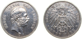 Germany Kingdom of Saxony (Albertinian Line) Second Empire 1904 E 5 Mark - Georg Silver (.900) Muldenhütten Mint (290643) 27.777g XF Cleaned KM 1258 J...