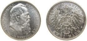 Germany Kingdom of Bavaria Second Empire 1911 D 2 Mark - Otto (90th Birthday of Prince Regent Luitpold) Silver (.900) Munich Mint (640000) 11.111g UNC...