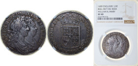 Great Britain Kingdom of England 1689 ½ Crown - William & Mary (1st busts; 1st shield) Silver (.925) 15.05g NGC XF 40 Sp 3434 KM 472.1