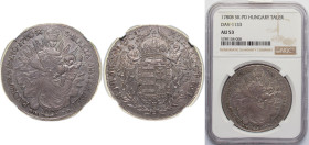 Hungary Kingdom 1780 B SK-P 1 Tallér - Mária Terézia (Madonnenthaler) Silver (.833) Kremnica Mint 28.06g NGC AU 53 ÉH 1228 Dav ECT 1133 KM 386