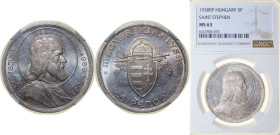 Hungary Kingdom 1938 BP 5 Pengő - Miklós Horthy (Death of St. Stephen) Silver (.640) Budapest Mint (600000) 25g NGC MS 63 KM 516 ÉH 1508 H 2260 Adamo ...