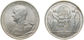Hungary Kingdom 1939 5 Pengő - Miklós Horthy (Birthday) Silver (.640) Budapest Mint (408000) 25g UNC KM 517 ÉH 1509 H 2242 Adamo P8.2