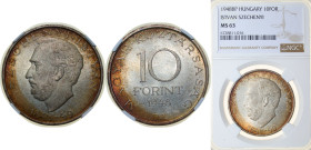 Hungary Republic 1948 BP. 10 Forint (Revolution of 1848 - Széchenyi István) Silver (.500) Budapest Mint (100000) 20g NGC MS 63 KM 538 ÉH 1531 H 2342 A...