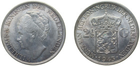 Indonesia Netherlands East Indies Dutch colony 1943 D 2½ Gulden - Wilhelmina Silver (.720) (Copper .280) Denver Mint (2000000) 25g AU KM 331