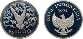 Indonesia Republic 1974 5000 Rupiah (Orangutan) Silver (.925) Royal Mint (17000) 35g PF KM 40a Schön 30a