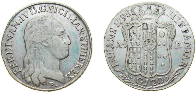 Italy Kingdom of Naples Italian states 1798 P//M, A-P 120 Grana - Ferdinando IV ...